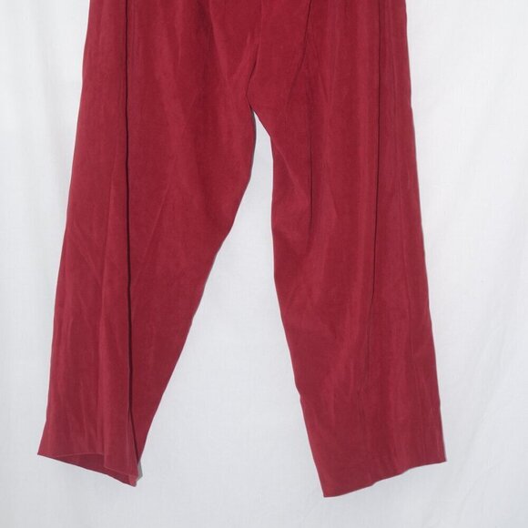 EUC Velvet-feel 2 pc Top & Bottom 18W Burgundy Floral Red Embroidery Tracksuit - Picture 7 of 8
